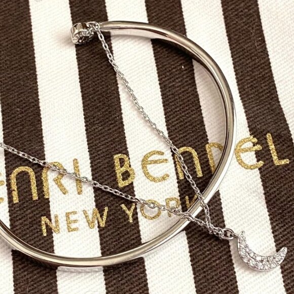 Xmas Special Henri Bendel Crescent Moon Cuff Bracelet - Silver Tone - Picture 2 of 11